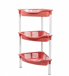 3-section corner stand with baskets Krita , coral